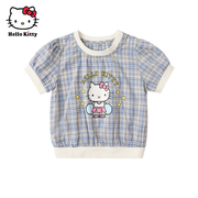 Hello Kitty童装女童短袖上衣夏款纯棉圆领短袖T恤