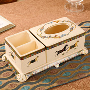 欧式多功能陶瓷纸巾盒抽纸盒创意，餐巾纸盒客厅茶几遥控器收纳盒架
