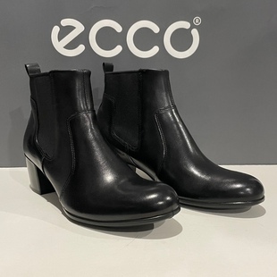 ECCO爱步女靴切尔西靴粗高跟烟筒靴时装靴273183型塑