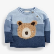英国next童装，22秋冬男宝宝蓝色小熊，针织套衫毛衣上衣