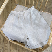 夏季K231亚麻短裤女薄款棉麻直筒短裤