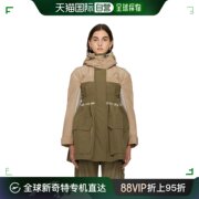 香港直邮潮奢 Sacai 女士绿色 & 黄褐色拼接大衣