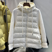 2023冬季韩版毛线袖轻薄羽绒服女短款90白鸭绒小个子连帽外套