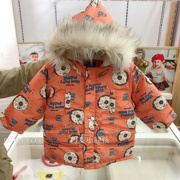 韩国中小童装冬男女童宝，保暖橘色洋气，连帽棉服洋气棉衣b7