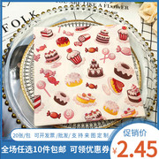   生日蛋糕款彩色印花餐巾纸方形纸巾餐厅咖啡厅烘培纸巾