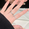 闪钻交织开口戒指女小众设计高级感锆石玫瑰金戒指素圈尾戒指环女