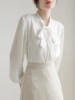 伊芙丽法式飘带白衬衫女早春设计感小众气质职业通勤轻熟风长