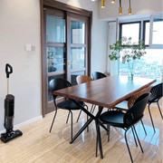 美式家具实木长方形餐桌铁艺，复古工业风咖啡，休闲桌子办公大长桌