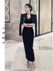 小诺本人黑色短西装，女2023韩版高级感短款西服长袖直角肩外套0986