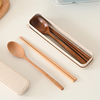 白屿原木风餐具盒筷子勺子，套装木质便携筷子，收纳盒日式便携餐具