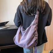 斜挎包女大学生上课包包，女两用ins风日系大容量纯色帆布包单肩包