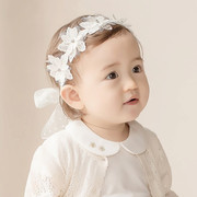 韩版宝宝蕾丝发带小公主头饰婴幼儿百日照周岁婴儿洋气护卤门头带