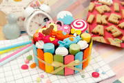 彩虹生日蛋糕收纳盒置物盒不织布diy手工制作布艺创意材料包美悦