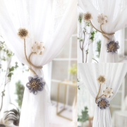 设计师创意窗帘扣麻布花，手工现代奢华高端公主风雏菊创新扎束带