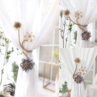 设计师创意窗帘扣麻布花手工现代奢华高端公主风雏菊创新扎束带