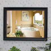 欧式玄关厕所装饰镜浴室镜复古黑美式乡村卫生间镜梳妆镜洗手间盆