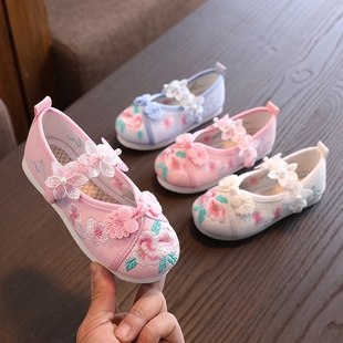 春秋款女童绣花鞋中国风儿童汉服鞋子民族风幼儿园表演出鞋宝宝鞋