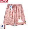 NASA夏季白鹅满印薄款休闲短裤潮牌宽松情侣五分裤沙滩运动裤