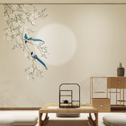 中式古典花鸟壁纸意境轻奢电视背景墙纸壁布卧室书房茶室餐厅壁画