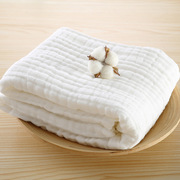 婴儿浴巾纯白色纯棉纱布超柔吸水新生儿盖毯宝宝，洗澡包被儿童毛巾
