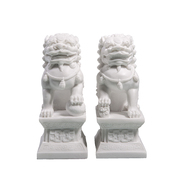 新中式石雕狮子摆件样板房家装客厅书房风水白色软装饰小工艺品