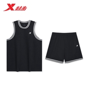 特步运动套装男速干球服2024夏季篮球，比赛两件套976229680013