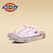 Dickies帆布鞋女款2024年小众原创一脚蹬半拖鞋粉色涂鸦潮鞋
