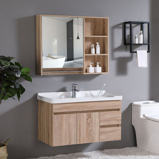 浴室柜北欧洗手盆柜组合卫浴柜，中式实木洗漱台欧式洗面盆60cm