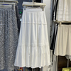 超仙设计感白色花边a字半身裙，森系气质小个子，蕾丝拼接蛋糕裙长裙