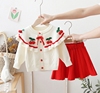 女童毛衣套装两件套秋冬装儿童装，针织套裙女宝宝，洋气时髦樱桃开衫