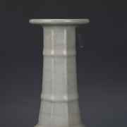 宋官窑(宋官窑)青釉弦纹瓶仿古瓷器古董古玩，收藏五大名窑花瓶摆件陶瓷