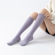 外贸中长筒瑜伽压力袜简约纯色款普拉提袜防滑百搭地板袜子女