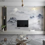 电视背景墙壁布新中式3d立体墙画客厅墙，贴纸影视沙发墙面装饰壁纸