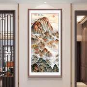 泰山日出挂画玄关装饰画入户门正对墙画竖版山水画背有靠山图壁画