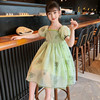 女童连衣裙夏装2023儿童超仙公主裙绿色，蓬蓬洋气纱裙