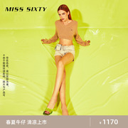 misssixty2024春季浅色牛仔短裤，女配腰带设计工装性感辣妹风