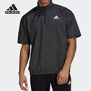 Adidas/阿迪达斯男子半拉链格子立领运动短袖T恤 GP8656