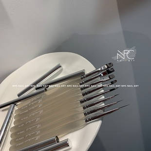 npc定制n系列冰黑美甲，笔刷彩绘拉线，笔大方圆头光疗排笔工具套装
