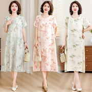 国风新中式短袖女装，连衣裙夏季端庄大气，精致中老年妈妈旗袍裙