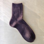 青岛外贸咖啡色女袜羊毛袜，双针竖条纹，短袜保暖冬季厚袜子
