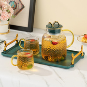 日式玻璃冷水壶套装耐热高温泡，茶壶凉开水杯壶，家用煮水果凉水壶大