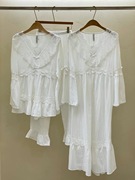 韩国LUNALUZ春秋季甜美白色公主长袖裤纯棉女家居服套装睡裙