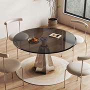 极简玻璃圆桌家用小户型餐桌现代简约设计师，钢化玻璃小圆桌椅组合