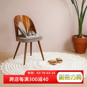 韩国进口 米色棉蕾丝花边绒绒防滑床前垫/圆形地垫 90cm 2色可选