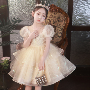 女童公主裙礼服，2024洋气夏季女孩公主裙蓬蓬，纱裙儿童夏装裙子