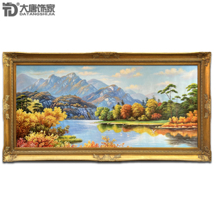 欧式客厅油画古典风景油画别墅大幅装饰画手绘天鹅湖风景n264
