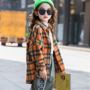 女童格子衬衫春秋中大童衬衣儿童12岁韩版洋气时髦小女孩上衣长袖