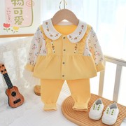 女宝宝套装春秋纯棉长袖，小公主长袖分，体外穿小女孩1-3岁婴儿2件套