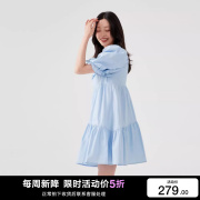 绫致Vero Moda连衣裙春夏美式复古少女纯色纯棉短袖女