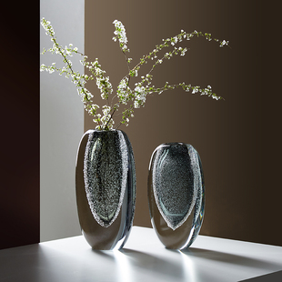 简约现代创意玻璃花瓶，轻奢样板间琉璃工艺，软装饰客厅玄关插花摆件